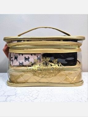 Juicy Couture Gold/Black/Baby Pink 4 PC Cosmetic Set ~ NWT